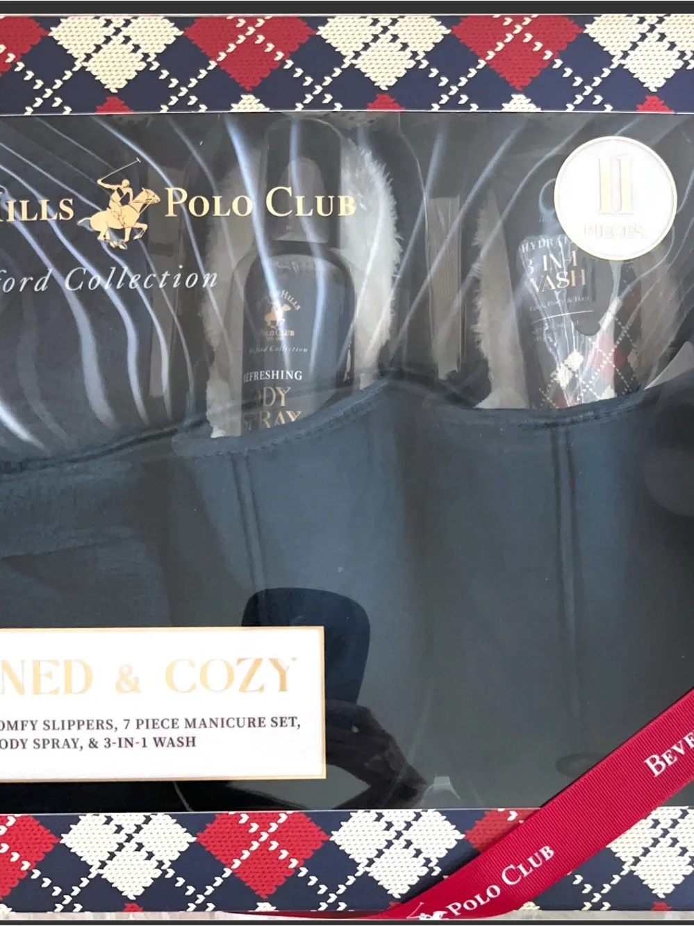 NEW- Beverly Hills Polo Club Navy Gift Set with Red Ribbon